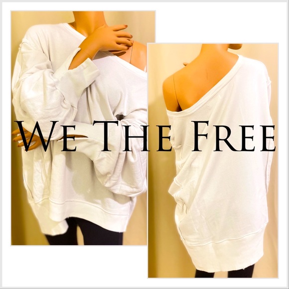 Free People Tops - NEW With Tags Free People WHITE CAMDEN SWEATSHIRT $78
